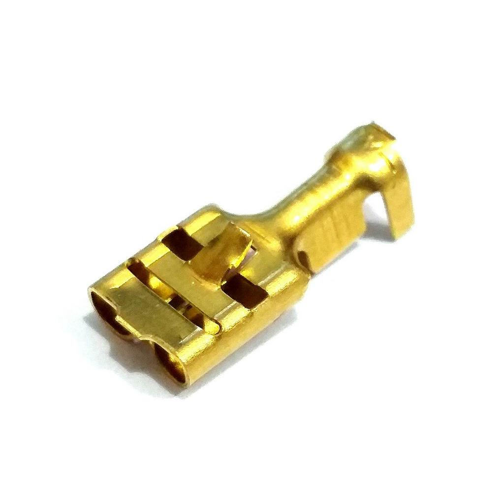 Terminal Fêmea 6,3mm com Trava Latão Universal 100 Terminais