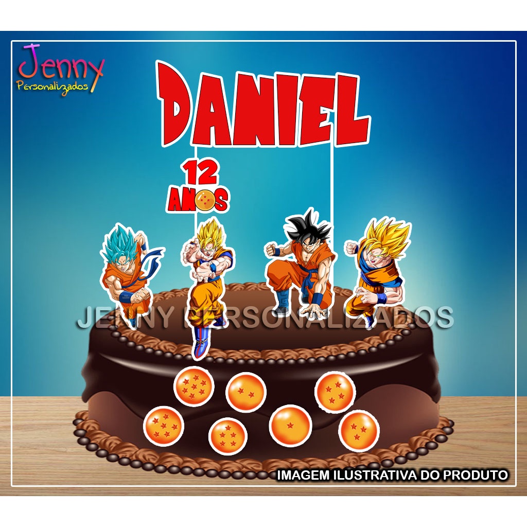 Topo Topper de Bolo Personalizado Dragon Ball Z 2