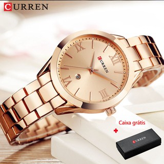 Curren Relógio Das Mulheres Top Marca De Quartzo Em Aço Inoxidável De 9007s em Oferta na Shopee