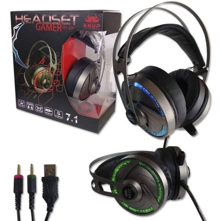 Fone de Ouvido Para Jogo Headset Gamer 7.1 Pc Ps4 Xbox Celular Com Led Knup KP- 434 Novo na Caixa