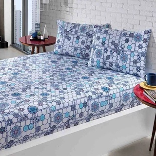 Lençol de Cama Queen 3 Peças com Canto de 20cm Microfibra Estampado com Elástico Mega Promoção