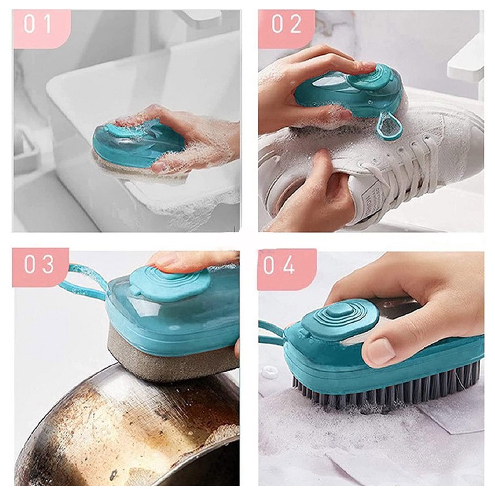 Escova Dispenser Limpeza multifuncional 3 em 1 Reutilizavel Limpa Roupa  Louça Casa Sapatos Sabao Agua | Shopee Brasil