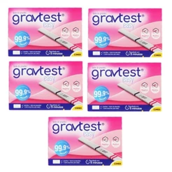 Kit C/5 Cimed Gravtest Easy Original Teste de Gravidez 99,9% Precisão