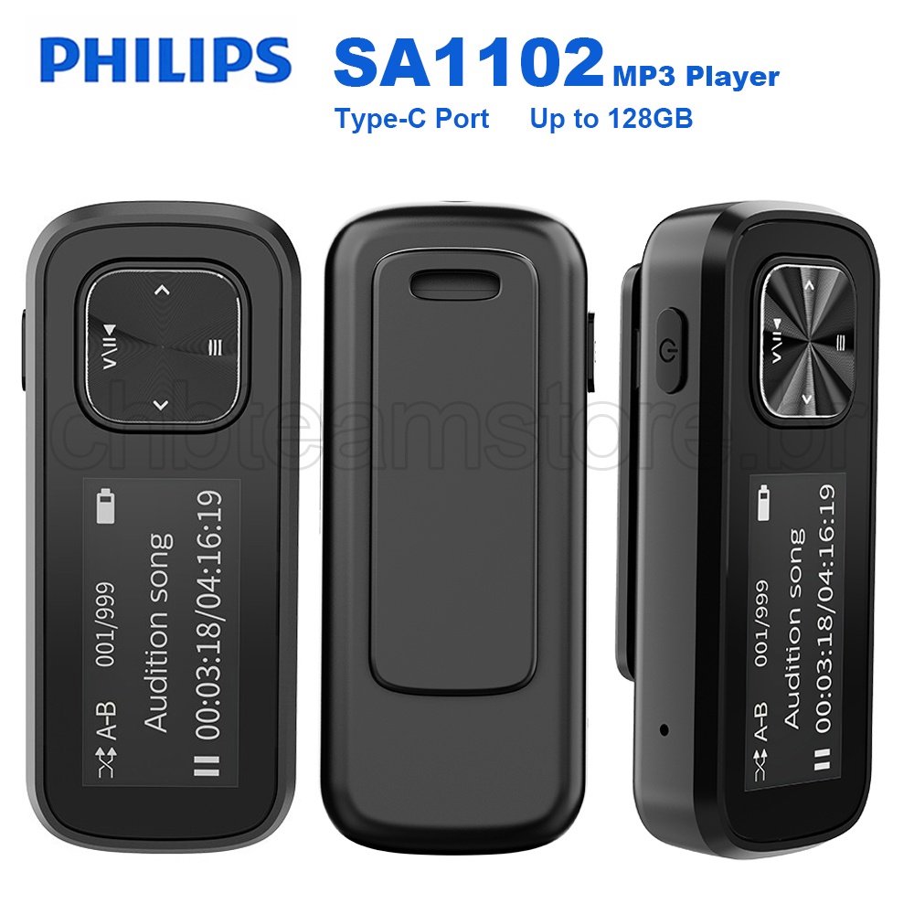 Philips SA1102 MP3 Player com Quick Charge FM Radio Voice Record Function Suporte para MP3 WAV