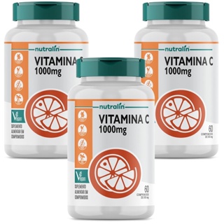 Combo 3 Vitamina C 1000mg Vegano 60 Comp Nutralin Acido Ascórbico em Oferta na Shopee
