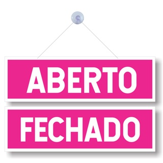Placa Aberto fechado Com Cordão E Ventosa Pvc fundo Rosa em Oferta na Shopee