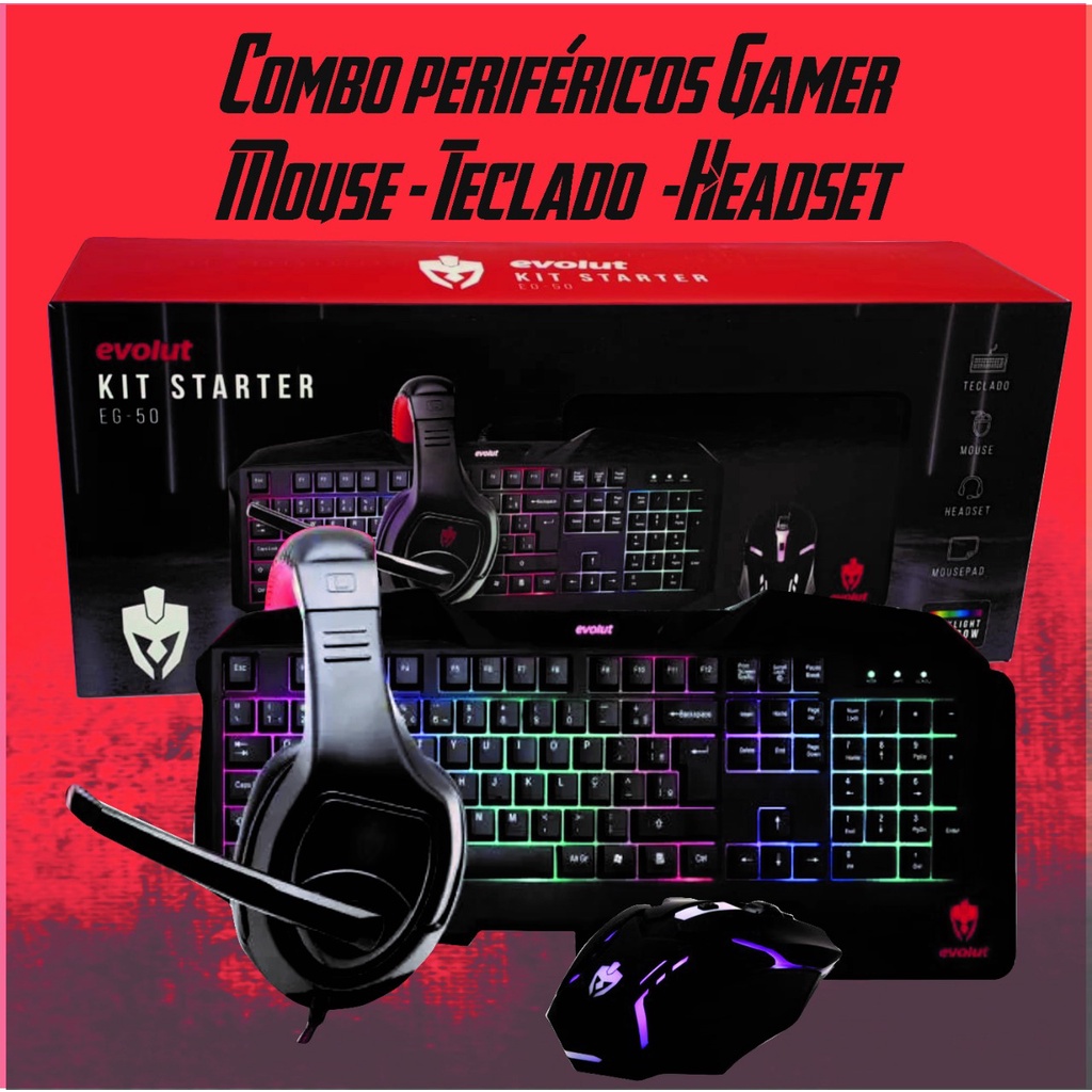 Combo periféricos Gamer (Mouse + Teclado + Headset) Para PC GAMER