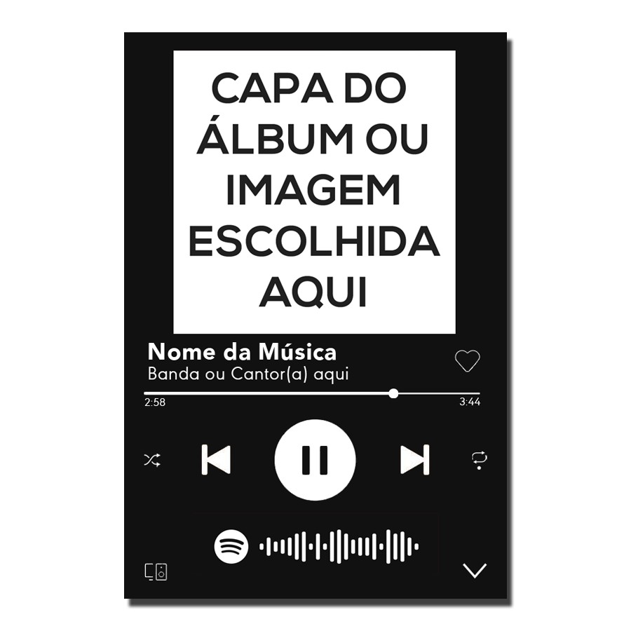 Quadro Decorativo Interativo Música Spotify Code Codigo Amor Romântico Namorados Hits QR Instagram Facebook Whatsapp Cult Hipster Presente Acustico