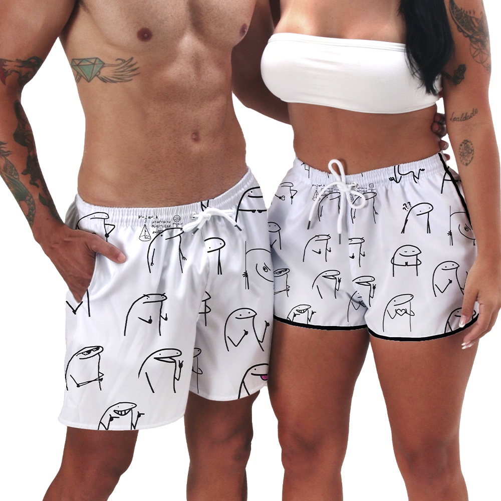 Kit Casal Shorts Moda Praia Verao Flork of Cows Promoção Hoje