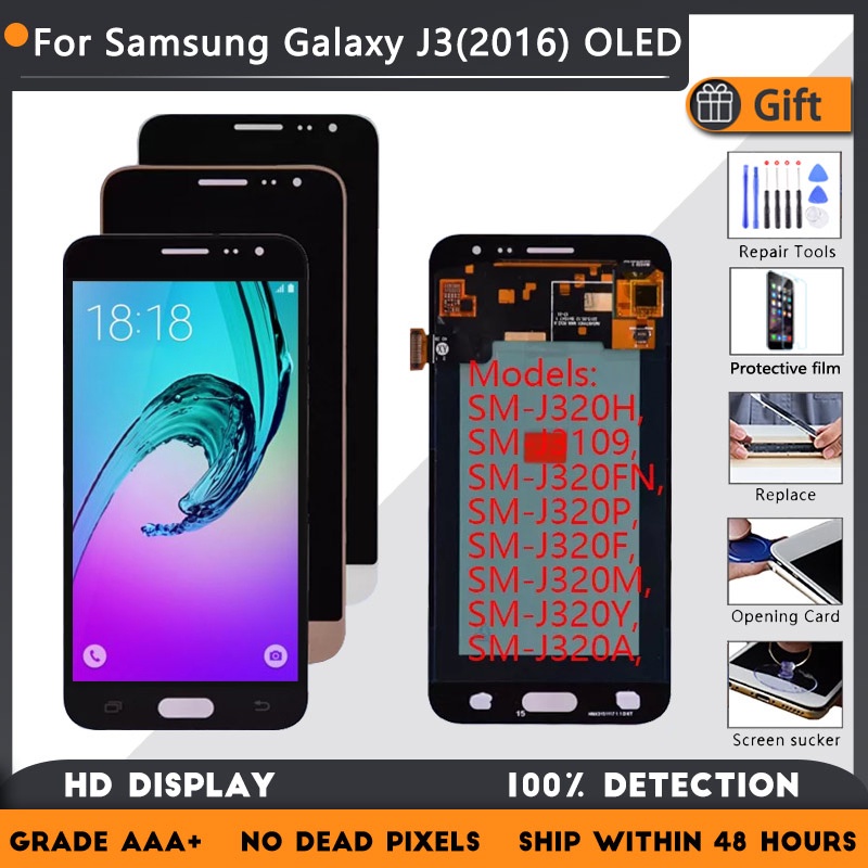 5.0 " Super AMOLED Para Samsung Galaxy J3 2016 Telas J320F J320 J320FN Display LCD Tela Digitador Quadro Substituição