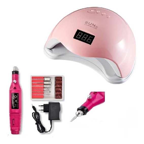 Kit Cabine Sun 5 Led 48w + Lixa Elétrica Unha Gel Acrigel Manicure em Oferta na Shopee