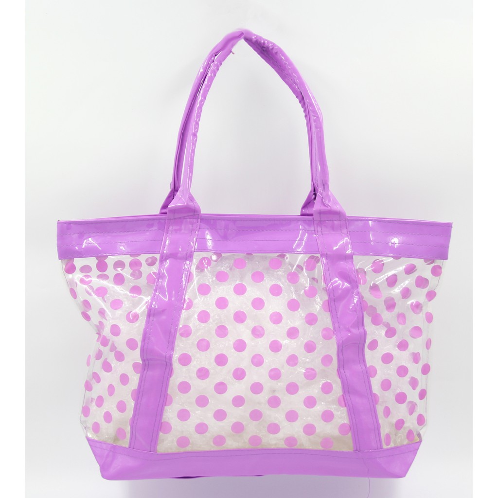 Bolsa Praia Feminina Piscina Sacola Impermeavel Transparente Zíper Estampa GOLFINHO/CONCHA/FLOR/BOLINHA