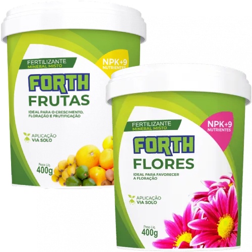 Kit Adubo Fertilizante Forth Flores 400g + Frutas 400g em Oferta na Shopee
