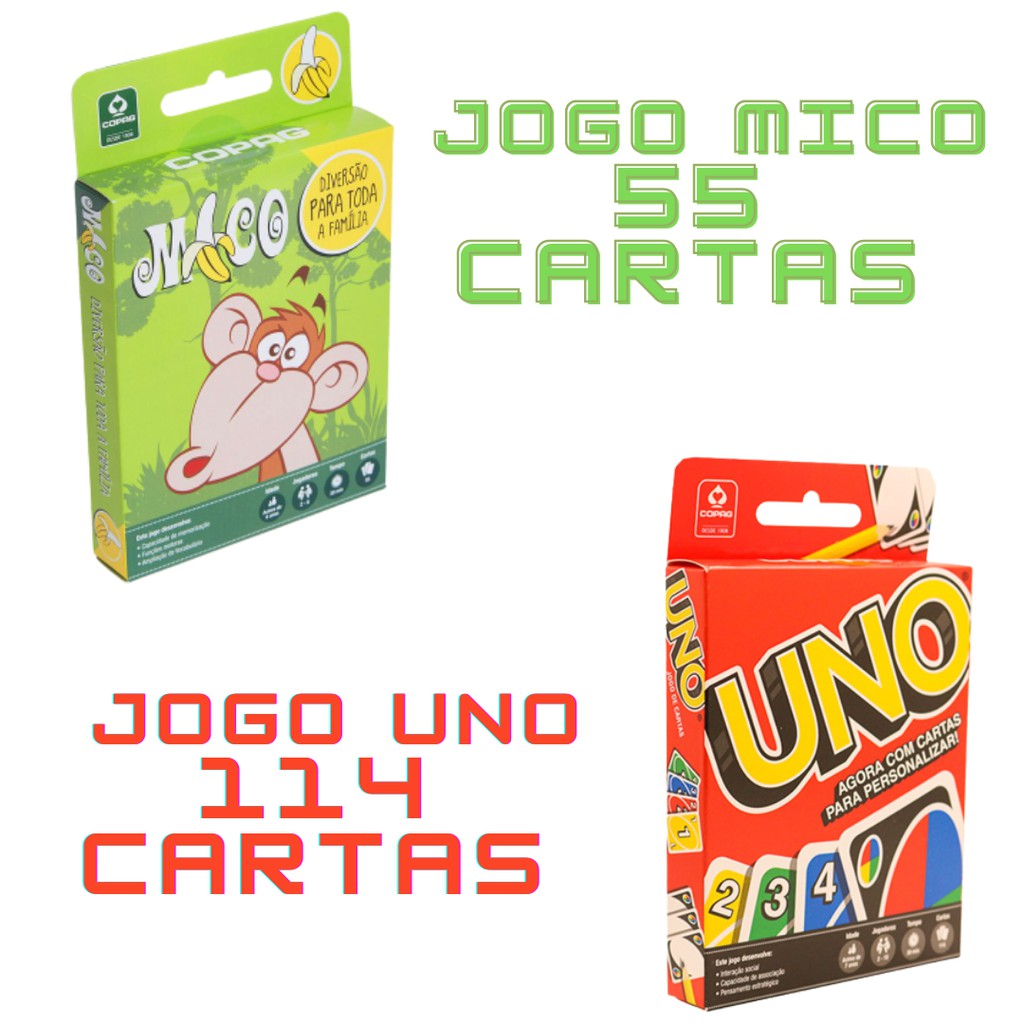 Kit de Jogos de Cartas Uno Original + Jogo de Cartas Mico Copag