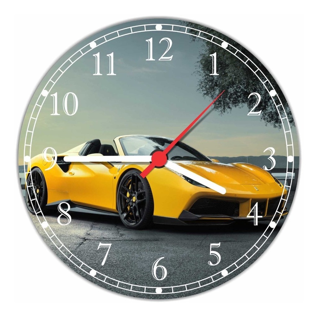 Relógio De Parede Carro Ferrari Salas Quartos Quartz 13