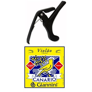 Encordoamento Cordas Violão Nylon Bolinha Canário Giannini + Capotraste Kit em Oferta na Shopee