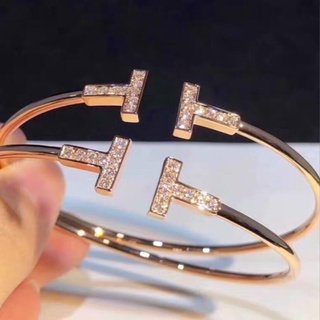 Mulheres Abrem Letra Ajustável T Pulseira De rhinestone