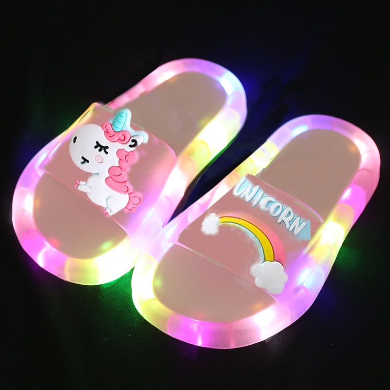 Chinelos Menina Crianças Unicórnio LED Sandálias Do Bebê Sapatos Para Meninos Light Up Shoes Criança