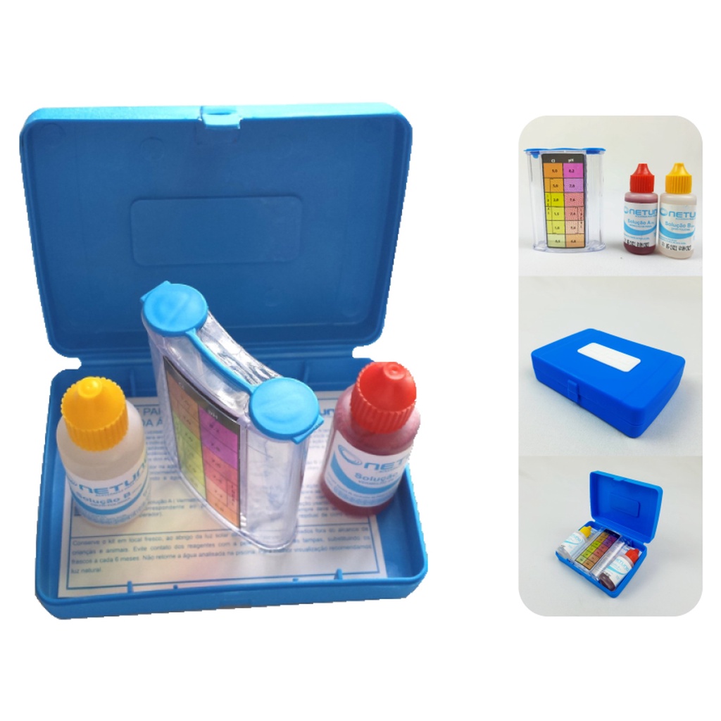 Kit Estojo Teste Medidor De Ph E Cloro Para Água De Piscinas - 0312 Netuno