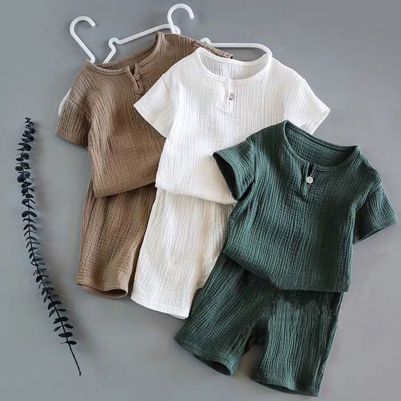 Bebê Crianças Menino Menina Roupas De Algodão Manga Curta Topos Camiseta Blusa + Shorts Criança Traje Conjunto