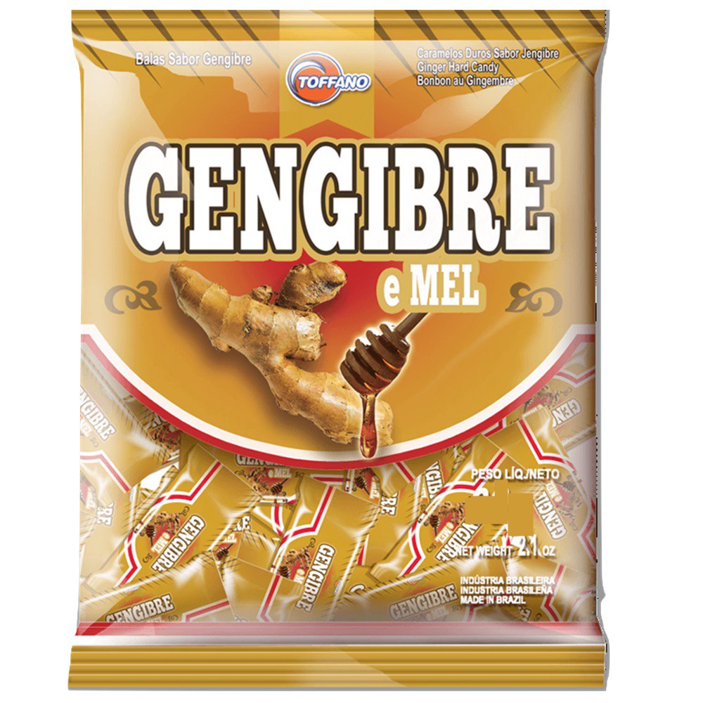 Bala Gengibre e Mel 500g - Toffano