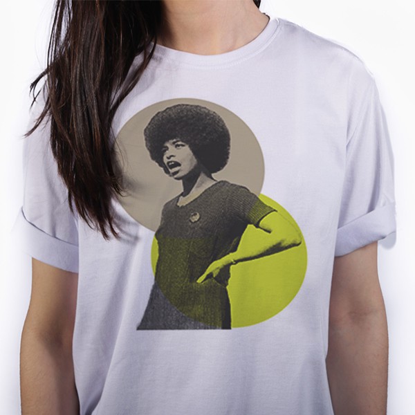 Camiseta Algodao Angela Davis Idealista Negra Feminista Politica Esquerda Black Power Mulher Lula Nervous