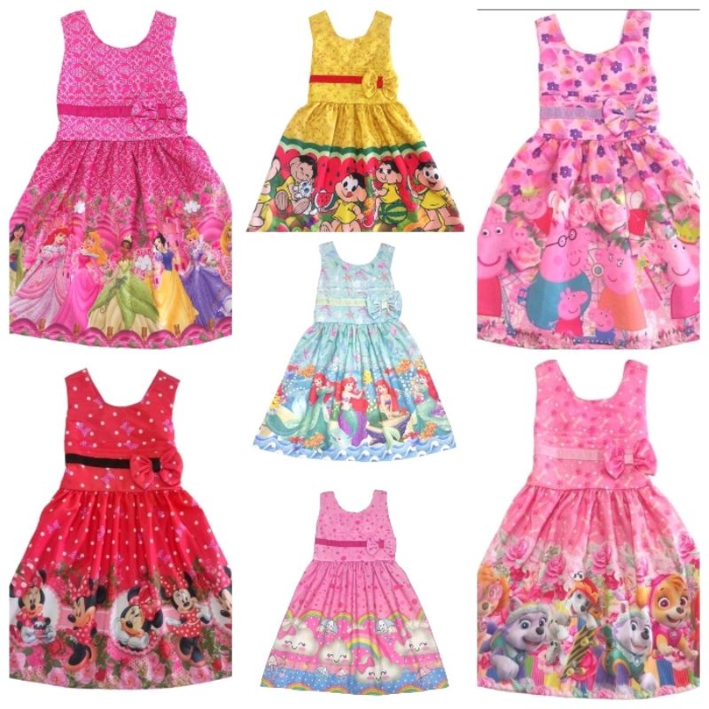 Vestido infantil Personagens Vestido tematico menina Vestido menina estampado
