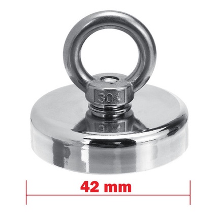 Imã Neodímio Para Pesca Magnetica 42mm Até 60 Kg Ima Neodimio