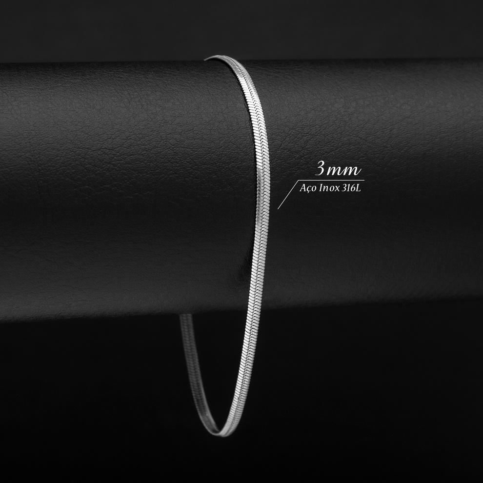 Conjunto Corrente E Pulseira Escama Peixe Cj-12 Aco Inox 316 + Estojo OGrife