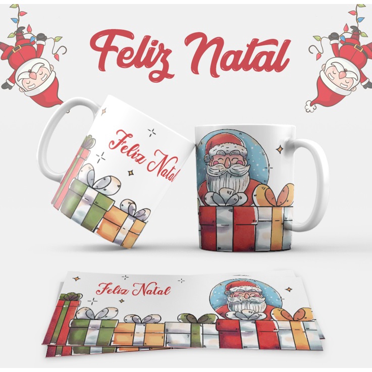 Caneca Feliz Natal Papai Noel - Porcelana 325ml Md53 | Shopee Brasil