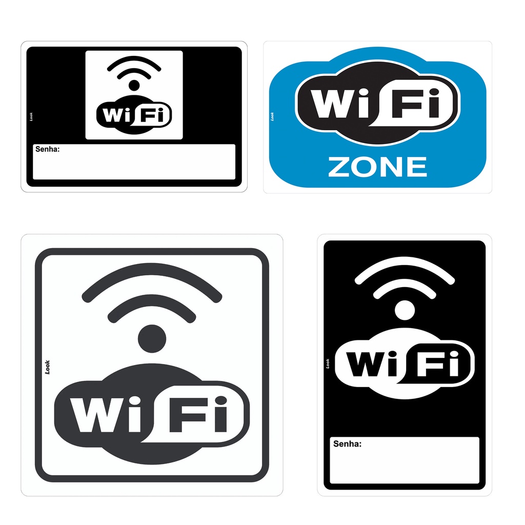 Placa Sinalização Ambiente Wireles Rede Sem Fio Wifi Zone com Espaço para Senha