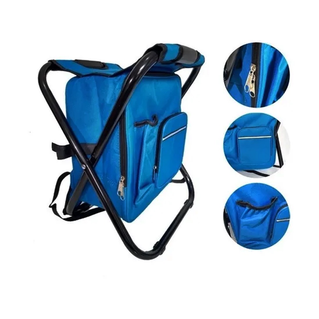 Banco Cadeira Mochila De Pesca Camping Dobrável Semi-térmica - Novidade