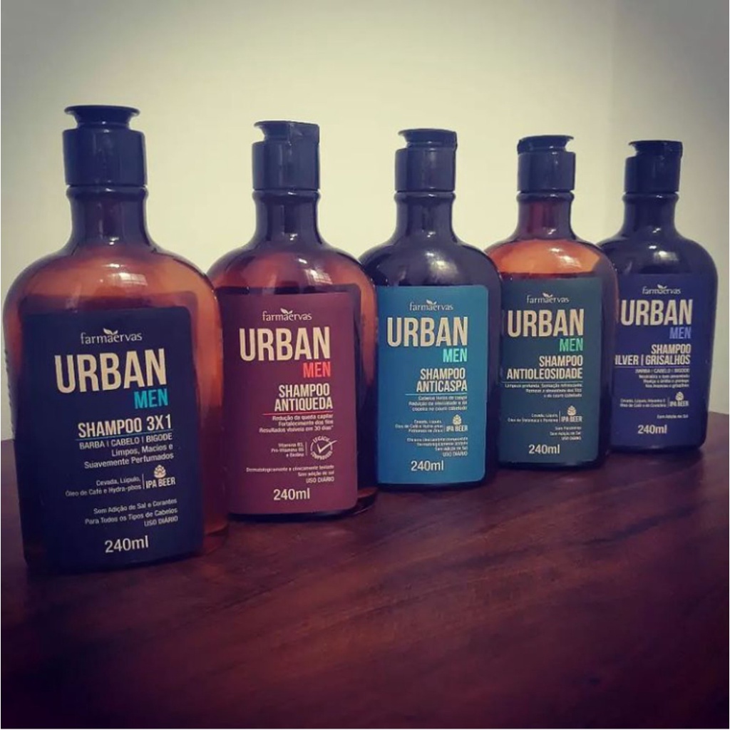 Shampoo Urban para Barba, Cabelo e Bigode 240ml Urban Men 3 em 1