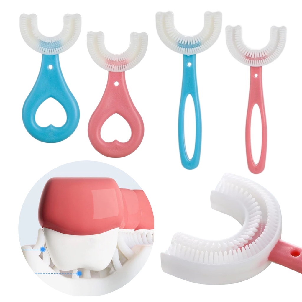 Escova De Dentes Para Bebês Crianças 360 Graus Em Forma De U De Silicone Limpeza Oral