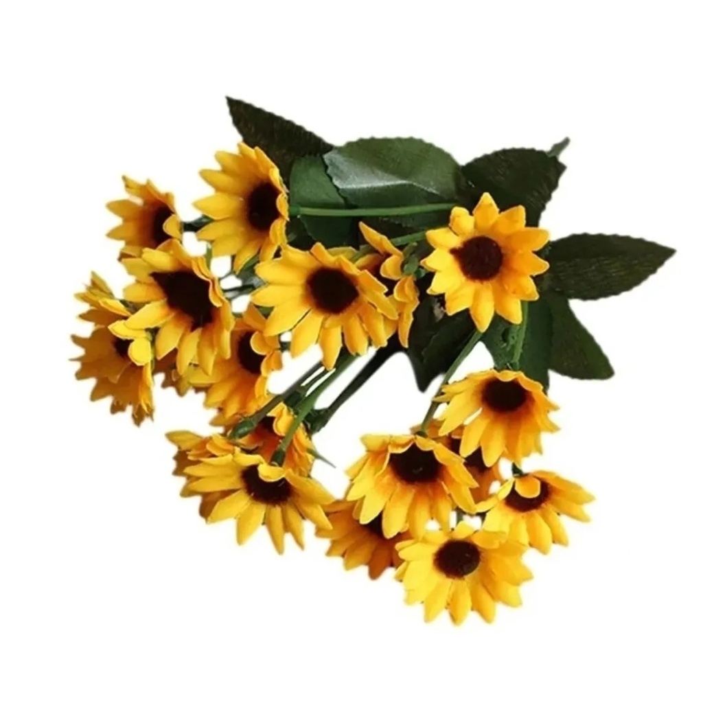 Buque Com 24 Mini Girassol Flor Artificial Decoração Festa em Oferta na Shopee