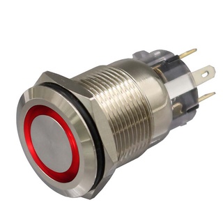 Botão Marinizado Momentâneo Aço Inox Led Vermelho Lancha Jet