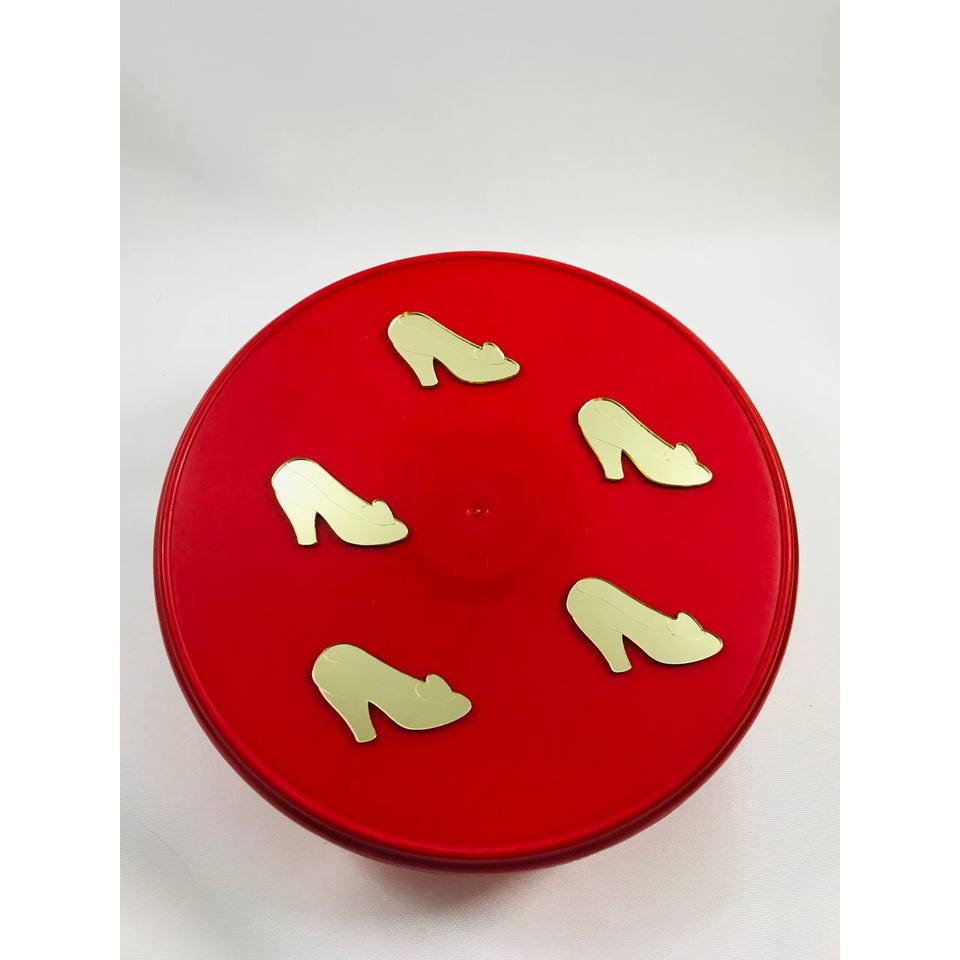 Aplique Sapatinho de Cristal da Cinderela em Acrílico Espelhado Dourado - 4cm - Kit com 10 Unidades.