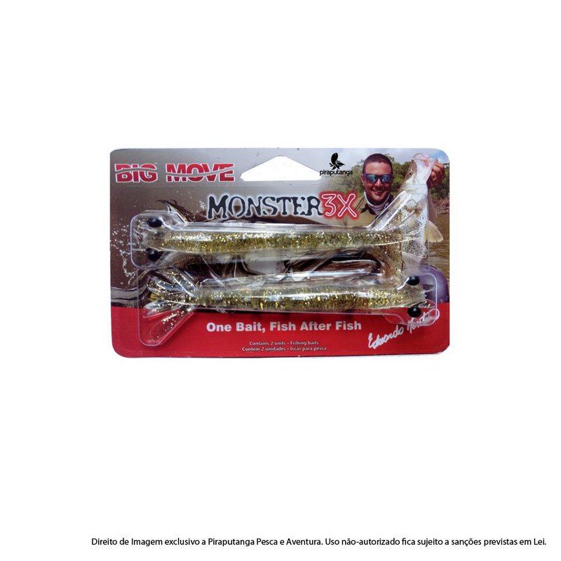 Isca Artificial Soft Monster3x Big Move 14cm Robalos Tucunaré Pescada Corvina Xaréu