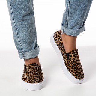 Slip on Feminino Animal Onça Casual Com Elástico Dhaffy em Oferta na Shopee