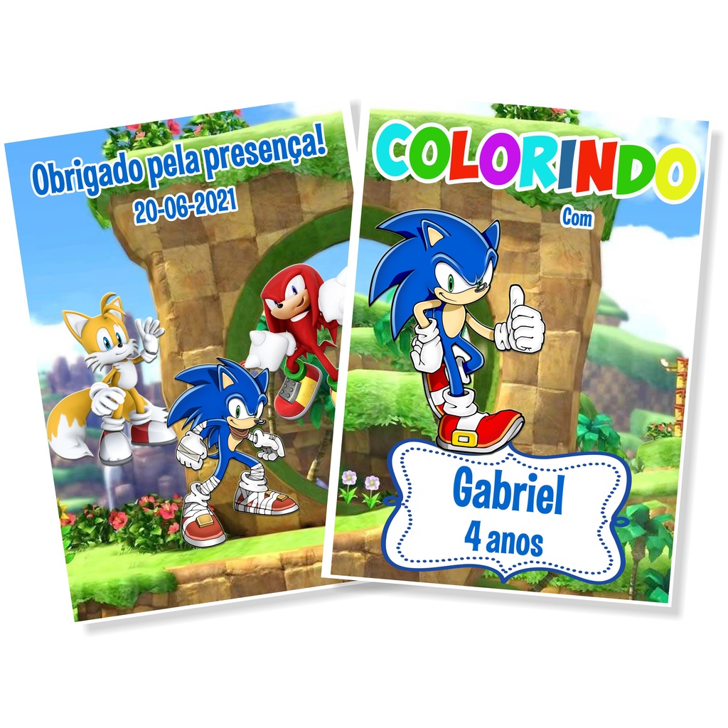 Livro de Colorir 10x15cm - Tema Sonic - personalizado - Lembrancinhas festas