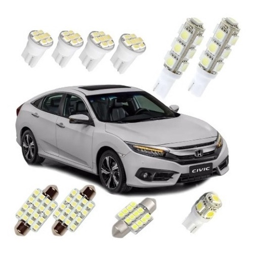 Kit Lampadas Led Honda New Civic G10 2017 2018 Teto Placa Ré