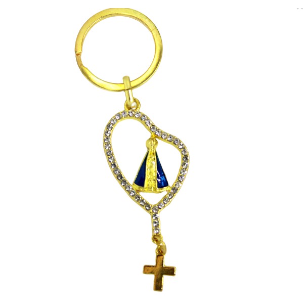 Chaveiro De Nossa Senhora Aparecida Com Strass terço. em Oferta na Shopee