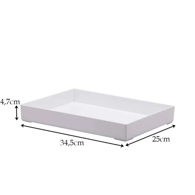 Bandeja Organizadora Bandeja Lisa Em Acrílico Decorativa Retangular Branca G - Paramount