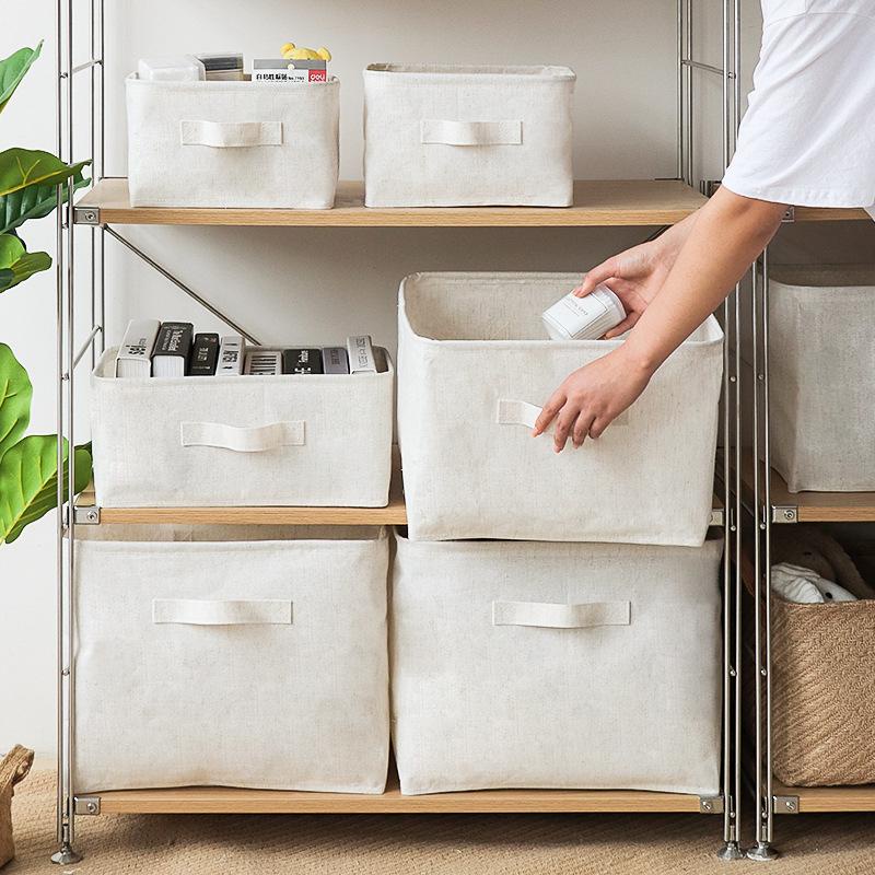 Tecido De Linho De Algodão Cesta De Armazenamento Dobrável Tamanho Grande Brinquedo Lanche Sundries Cesto De Roupas Caixa Artigos Diversos Organizador Casa