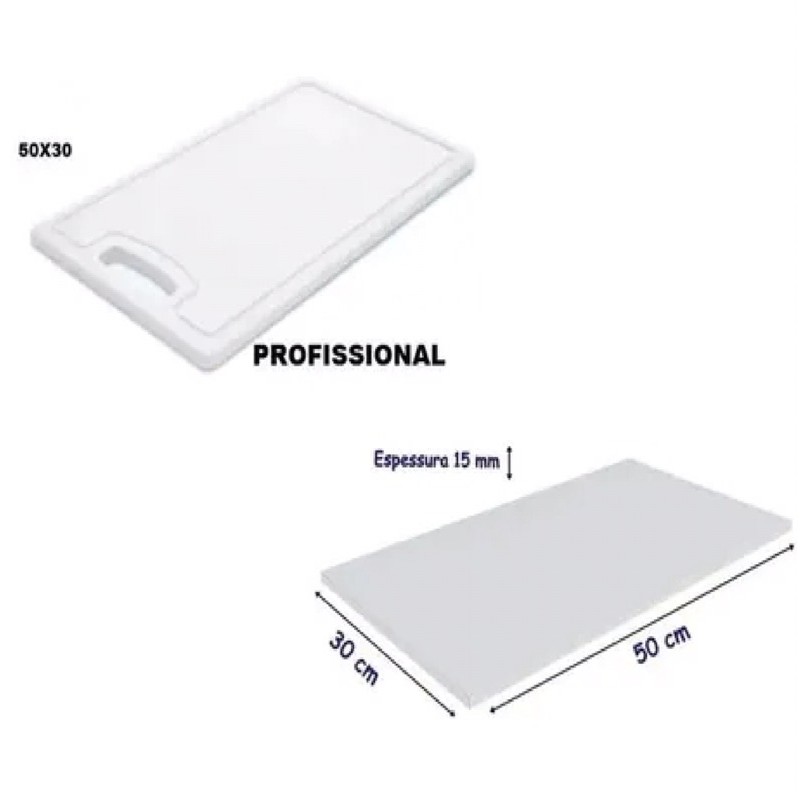 Tábua Carne Polietileno Profissional Grande 50x30x15mm | Shopee Brasil