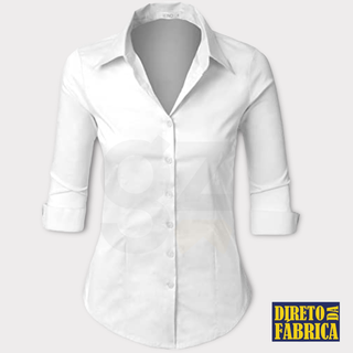 Camisete MANGA 3/4 Camisa Social Feminina Gabardine Passa Fácil Direto da Fábrica