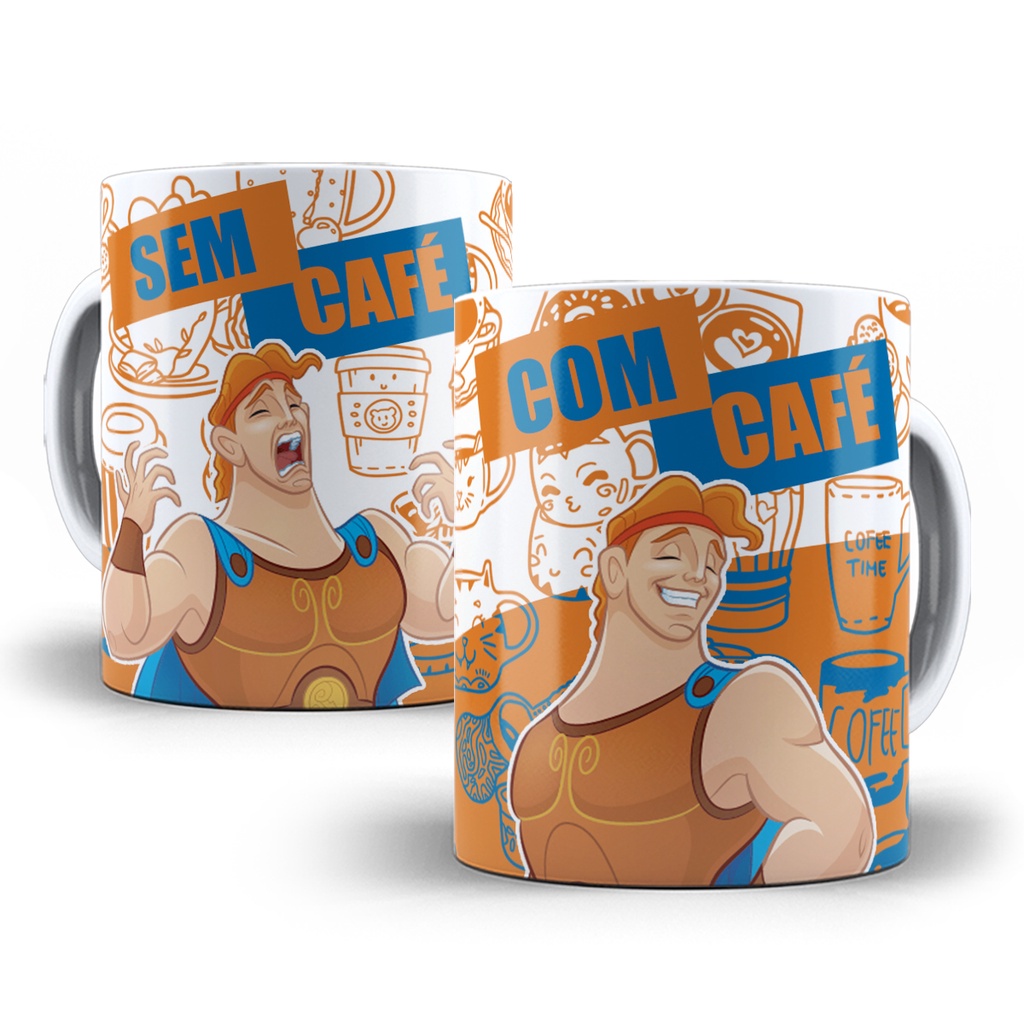 Caneca Hércules Desenho Com Café Sem Café Personalizada