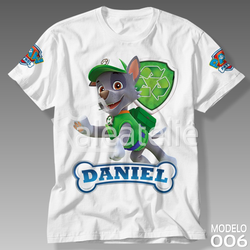 Camiseta Patrulha Canina Rocky Infantil Adulto Personalizada