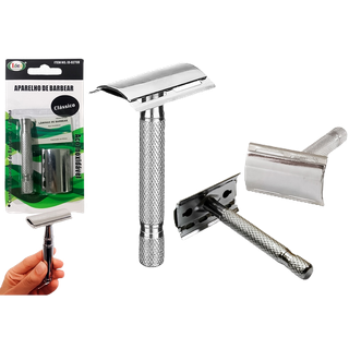Aparelho de Barbear Retrô Clássico De Metal Navalha Gilete Profissional Manual Para Depilação em Oferta na Shopee