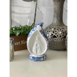 imagem de nossa senhora aparecida 15 cm manto Flor azul gesso gota gruta